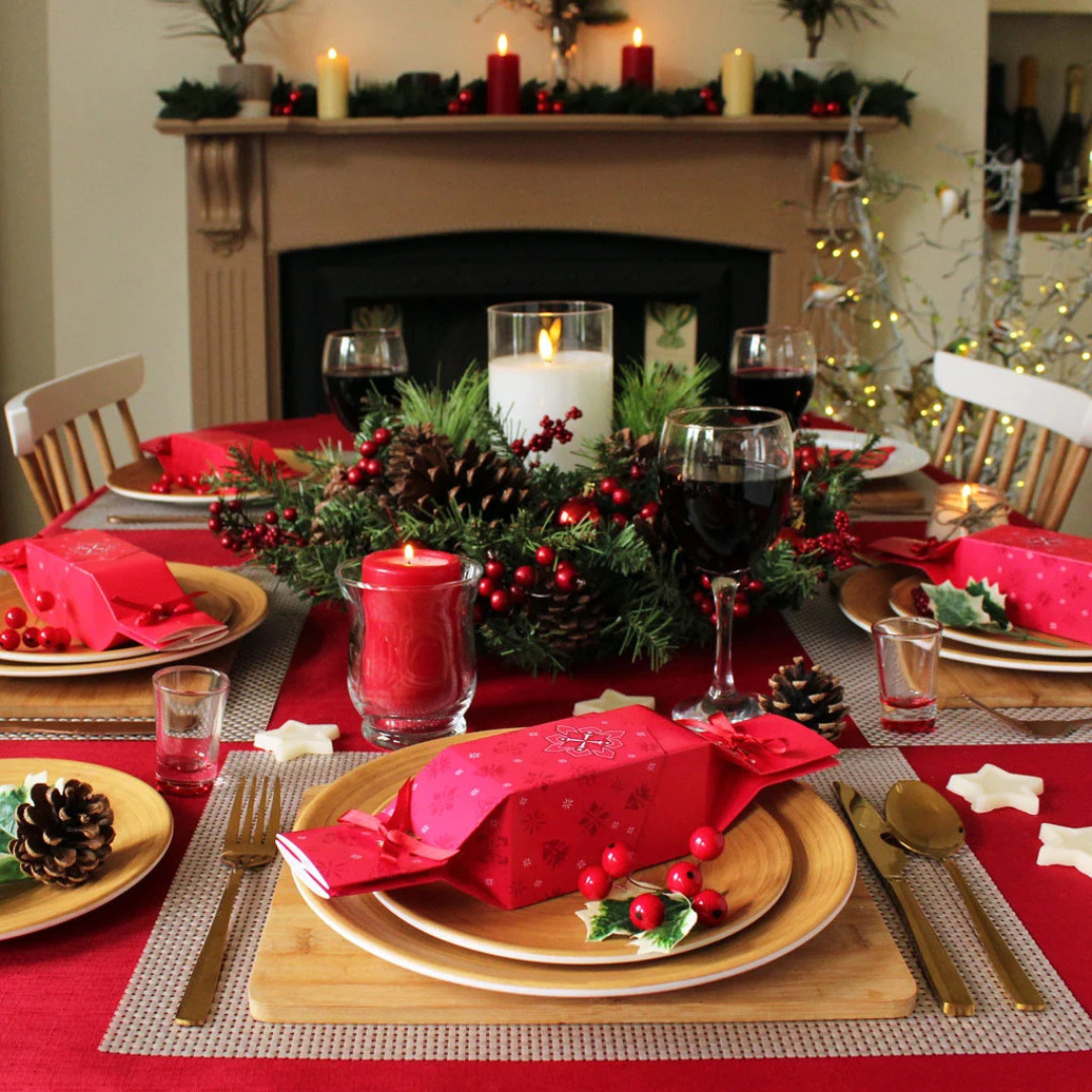 Six Reusable Christmas Crackers ‘Red Jewel’